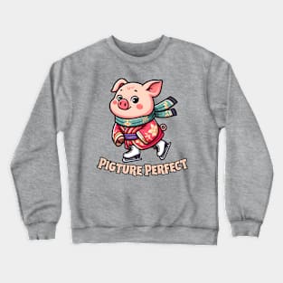 Ice skating pig Crewneck Sweatshirt